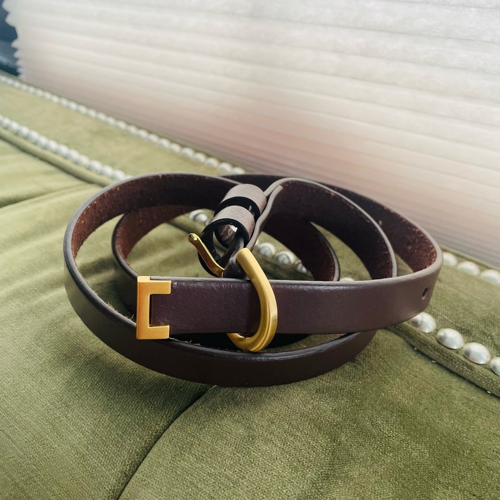 J. Crew Dark Brown Belt with Gold Buckle - Picture 8 of 16